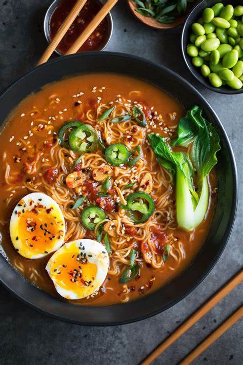 Spicy ramen with gooey eggs and bok choy. Get the chopsticks